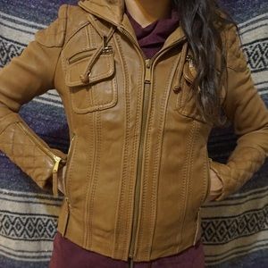 Michael Kors Hooded Leather Jacket